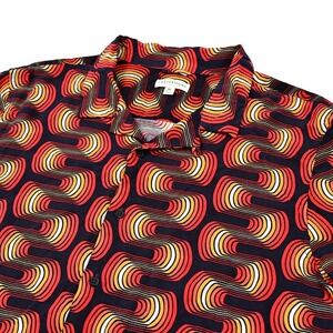 Earthbound Rayon Disco Shirt Men's Medium Abstract Geometric S/S Party 70s‎ 80s